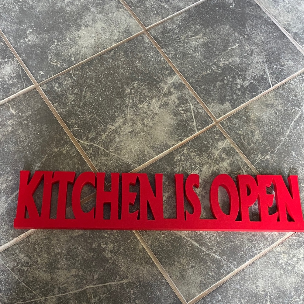Red Kitchen Sign - "Kitchen is Open" - Picture 4 of 4